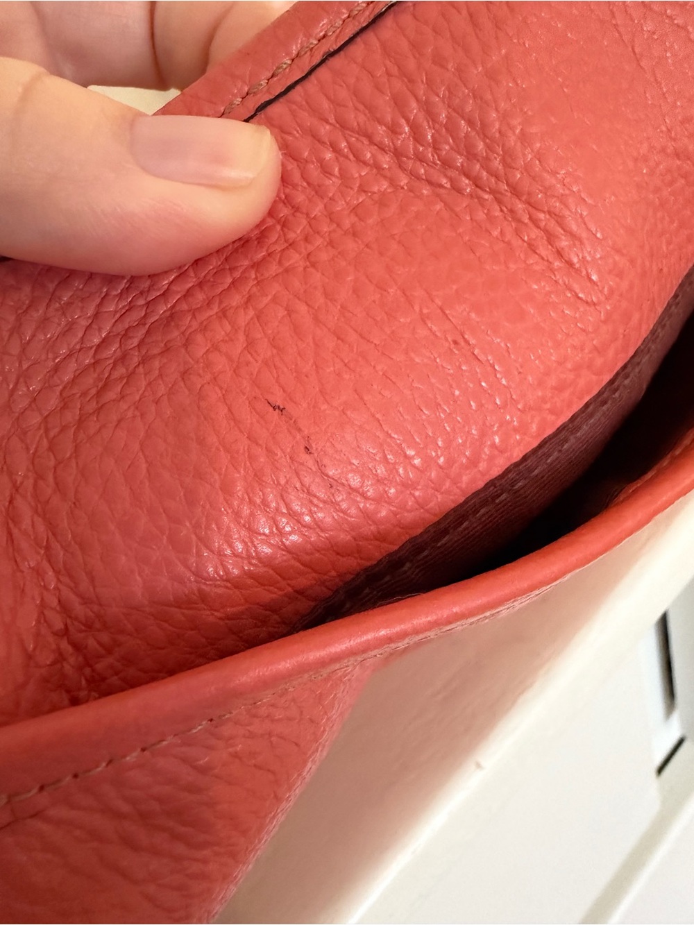 COACH Coral Bright Pink Perforated Logo Pebble Leather Crossbody style 91167 - Picture 15 of 15